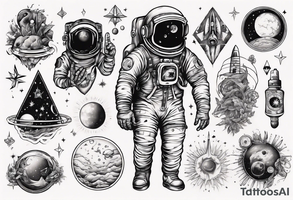 An astronaut with tattoos tattoo idea