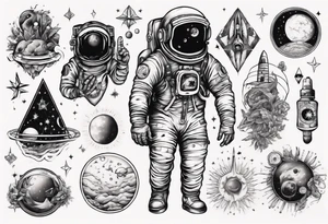 An astronaut with tattoos tattoo idea