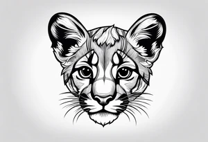 super cute cartoon mountain lion 
cub no background tattoo idea