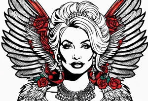 Dolly Parton with angel wings tattoo idea