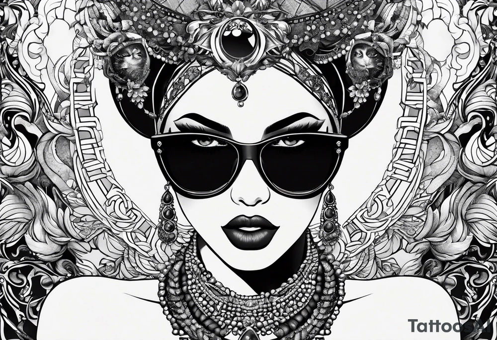 capricorn woman sunglasses big titts tattoo idea