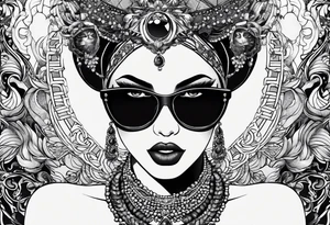 capricorn woman sunglasses big titts tattoo idea