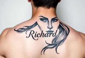Easy Unique woman tattoo with the name Richard  in it tattoo idea
