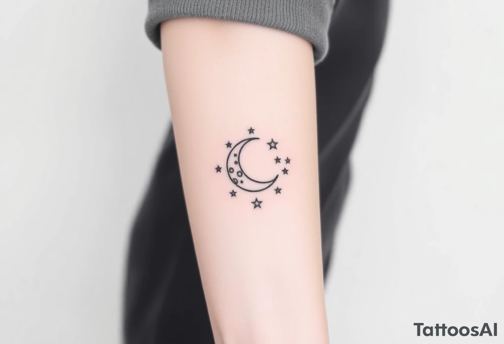 Moon and stars tattoo idea