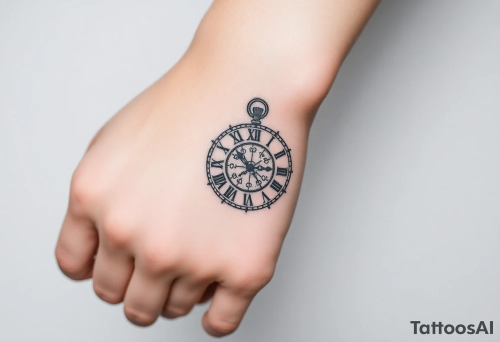 vintage roman numerals within ornate clockwork mechanism tattoo idea