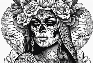 mexican style santa muerte tattoo for shoulder tattoo idea