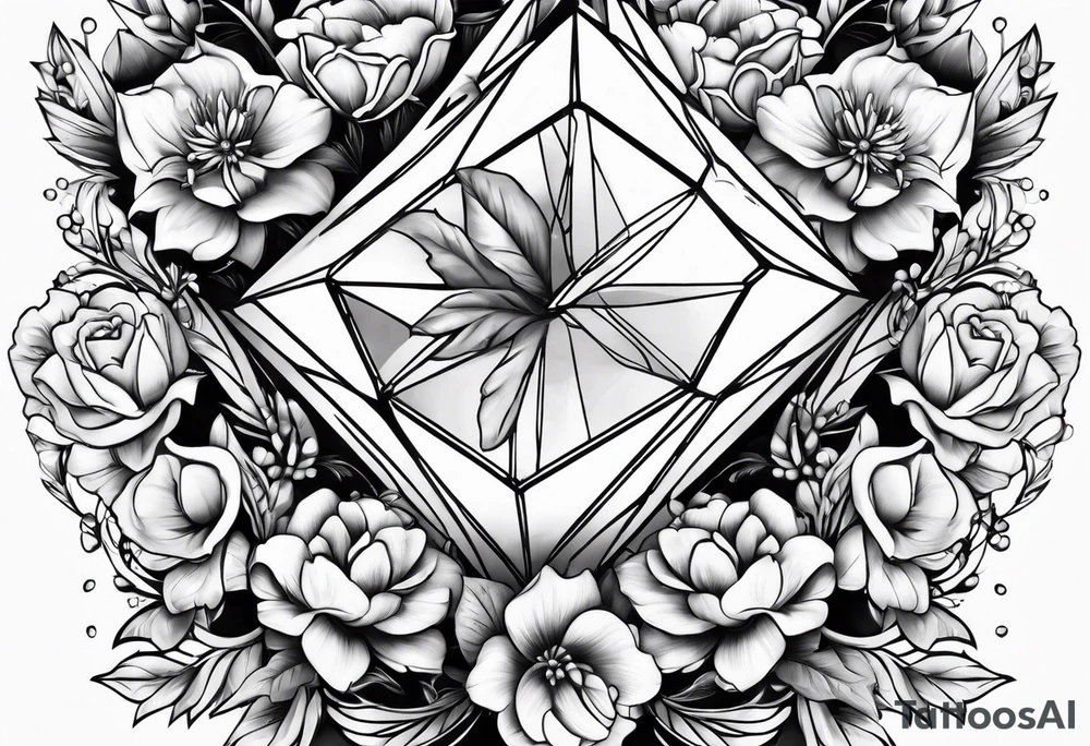 Big diamonds and flowers tattoo idea