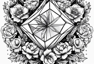 Big diamonds and flowers tattoo idea