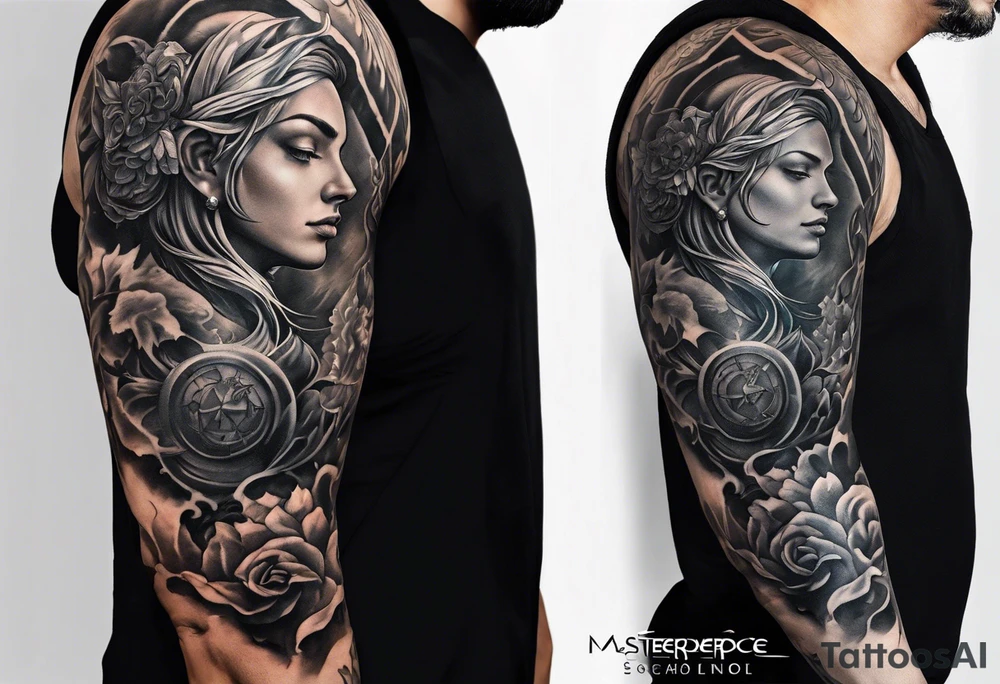 Atlas mythology half sleeve  add some background and other things to make the person full height add background details men god tattoo idea