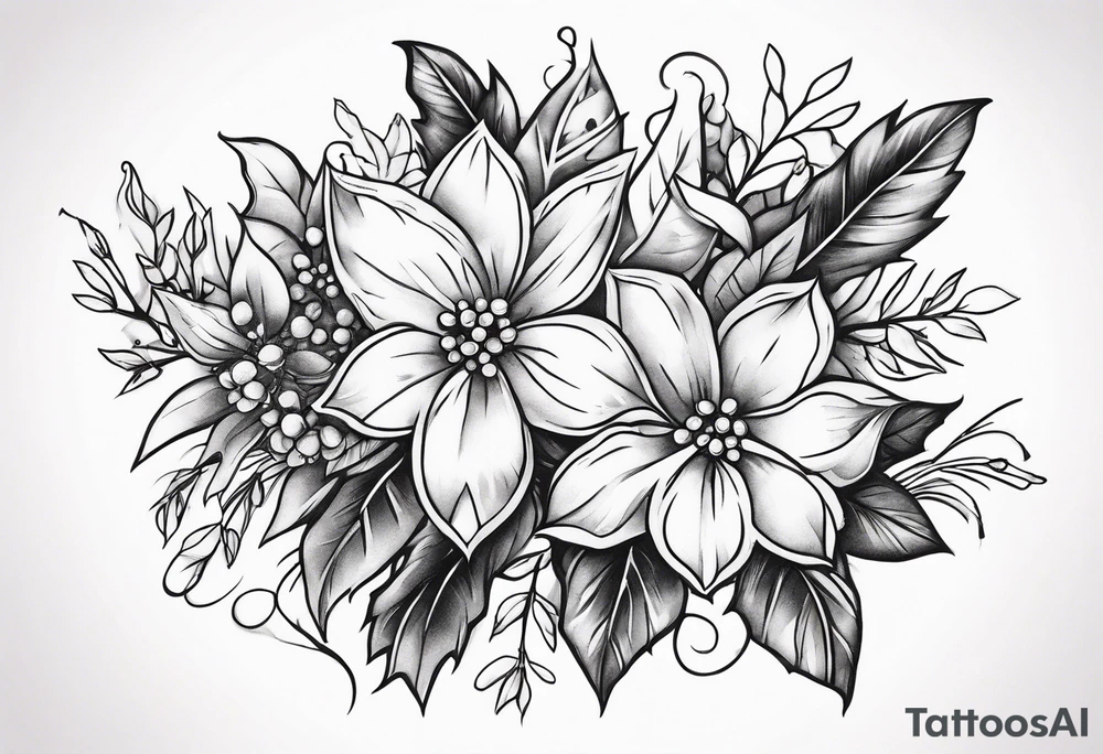 Holly floral bouquet tattoo idea
