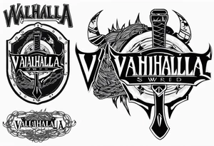 Valhalla sword round 
shield axe barbed wire chains dark cloud lightning tattoo idea