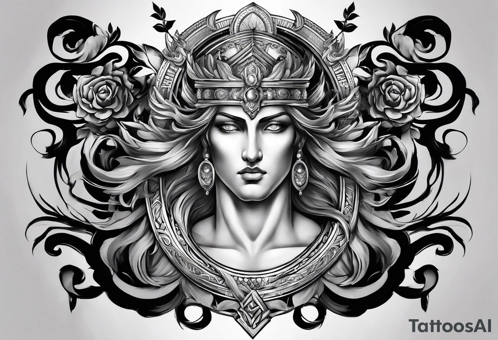 full left arm sleeve with greek mythology for men tattoo idea