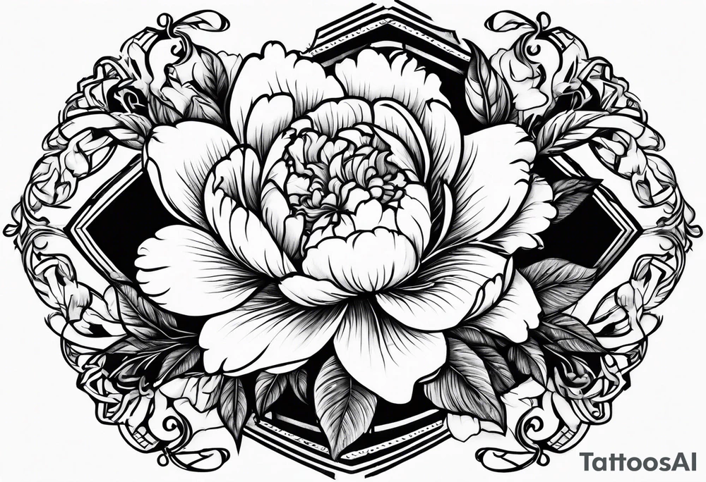 Peonies roses celestial shapes triangle tattoo idea Peonies roses celestial shapes triangle tattoo idea