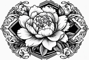 Peonies roses celestial shapes triangle tattoo idea