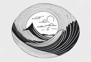 minimalist, ocean/waves during sunrise/sunset tattoo idea