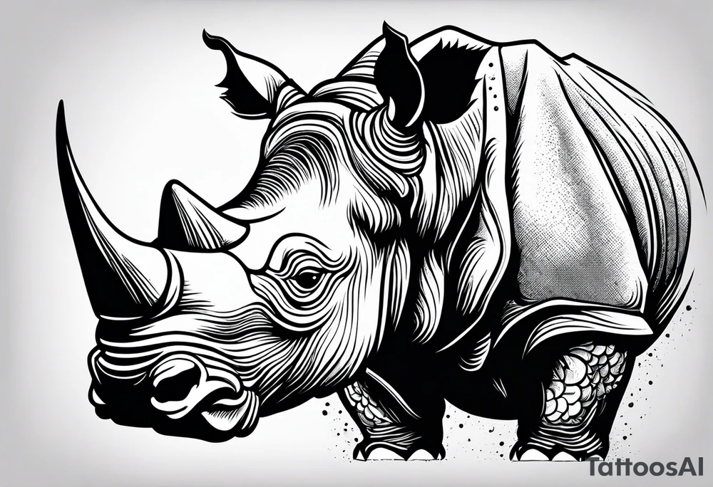 rhino smoking cigarette tattoo idea