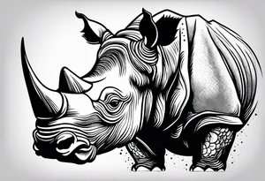 rhino smoking cigarette tattoo idea