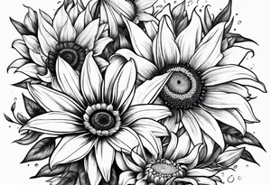 Lilies and sunflowers tattoo idea
