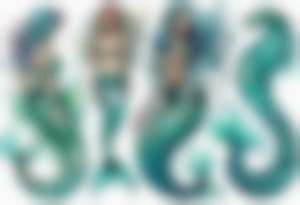 a mermaid serpent hybrid with turquoise scales by the ocean tattoo idea