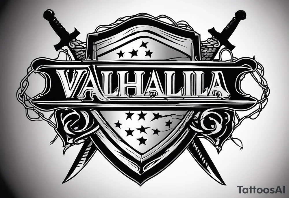 Wounded warrior valhalla shield barb wire tattoo idea