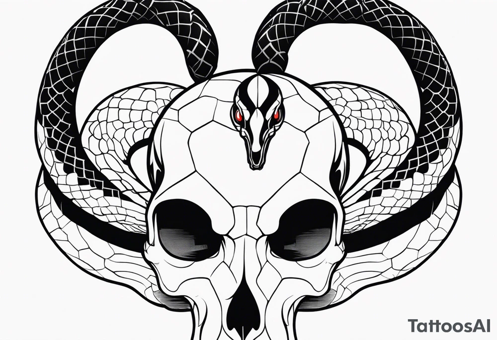 Snake on skull head tattoo idea