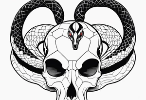Snake on skull head tattoo idea