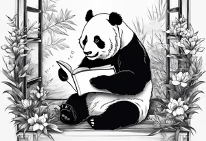A panda reading a book tattoo idea