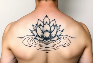 serene lotus flower emerging from sacred waters with ripples tattoo idea