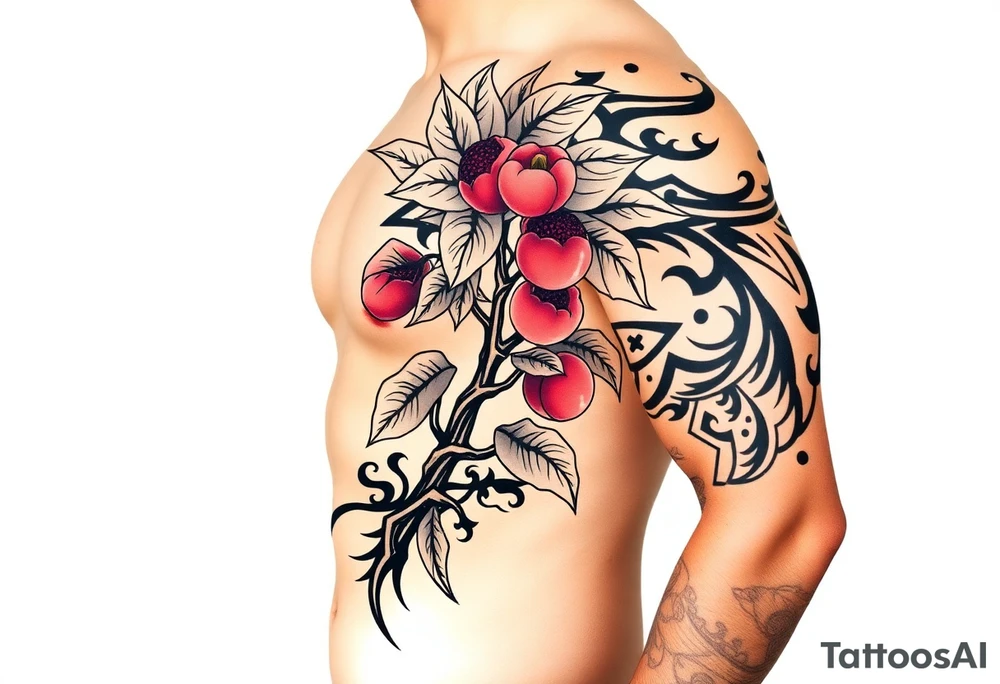 Pepper plant peach tree tattoo idea