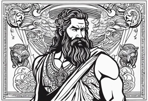 I want half sleeve tatto on the right arm 
With zeus and some thunder from his eyes, some text beside the zeus and  Temple of Olympian Zeus tattoo idea