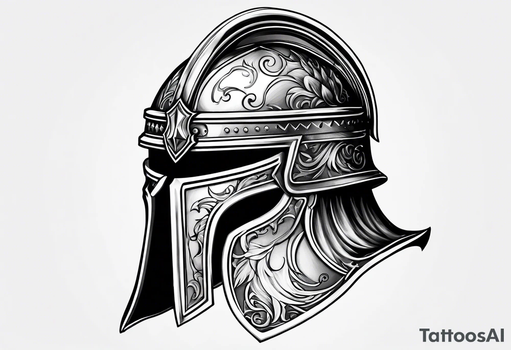 medieval knight helmet tattoo idea