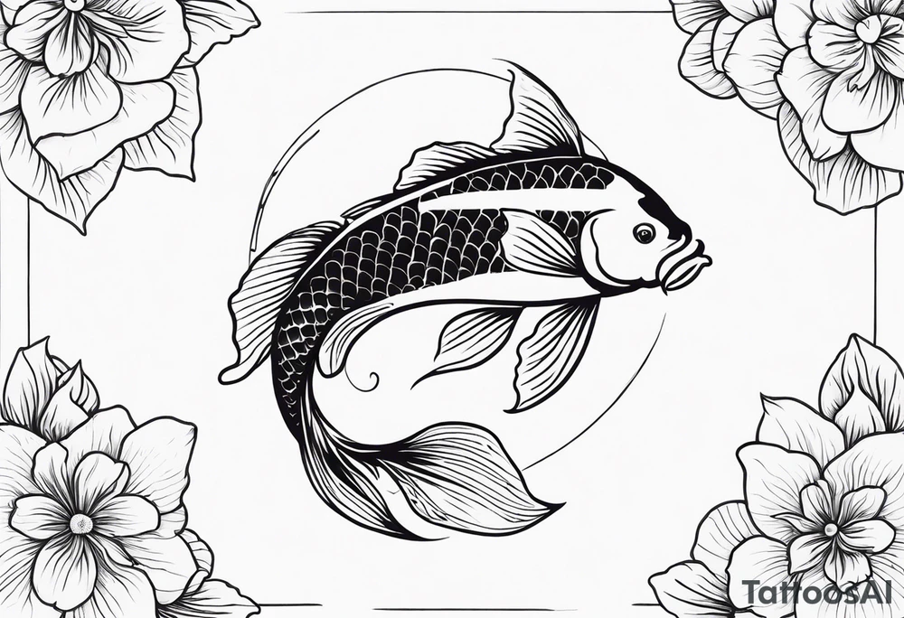 Koi fish with Taurus birth flower in the middle tattoo idea