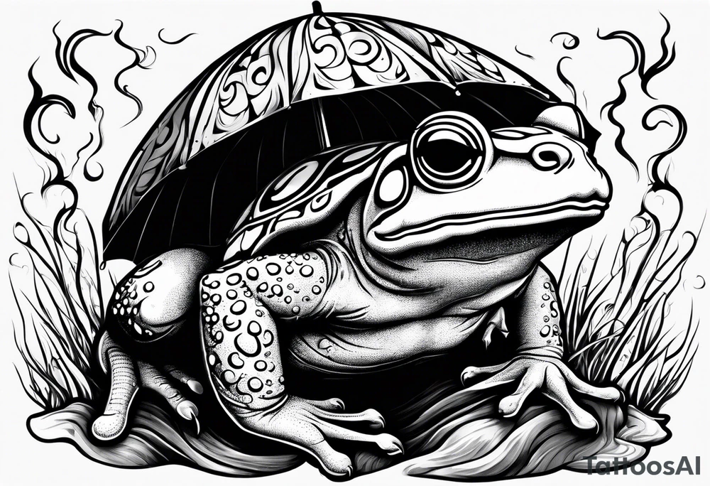 A toad in a thunderstorm tattoo idea