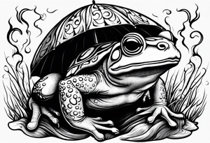 A toad in a thunderstorm tattoo idea