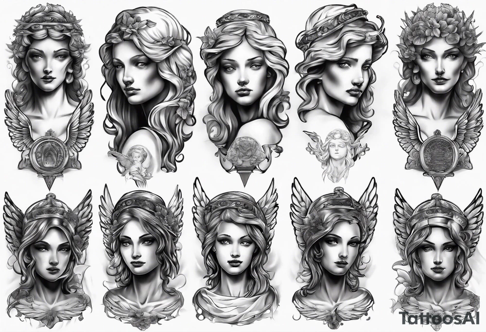 Angel face statue tattoo idea