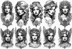 Angel face statue tattoo idea