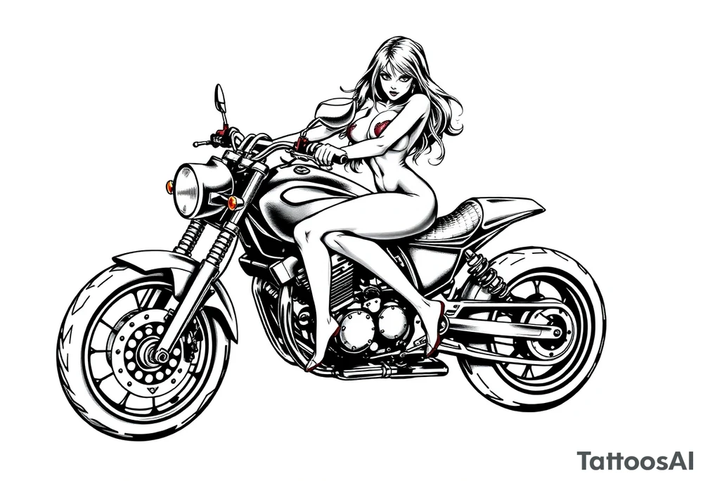 naked girl on motorcycle, slut, angry tattoo idea