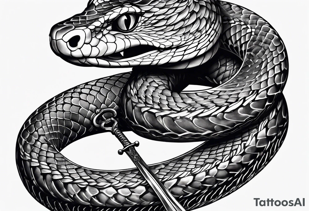 snake wrapped around a sword tattoo idea