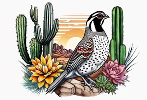 Arizona, quail, cacti tattoo idea