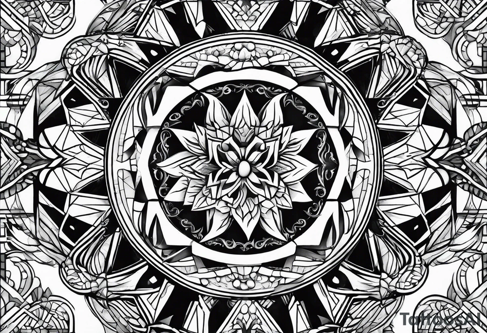 Geometric fill in tattoo idea
