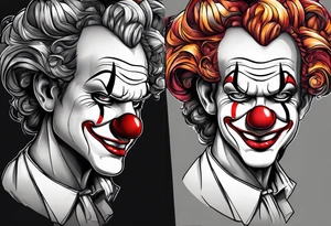 clown split face happy sad tattoo idea