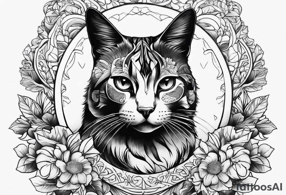 кот и mackbook tattoo idea