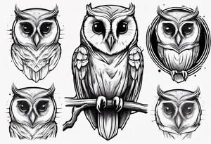 Wise Crowned barn  Owl looking to the rights tattoo idea