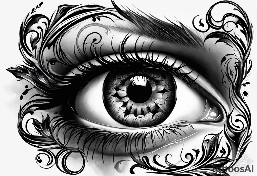 smoke fire eye tattoo idea