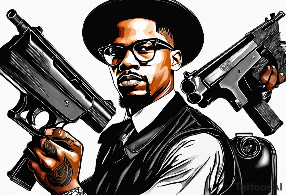 black history , malcom x with a gun , black panthers tattoo idea