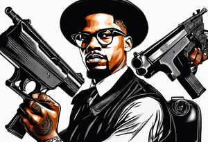 black history , malcom x with a gun , black panthers tattoo idea