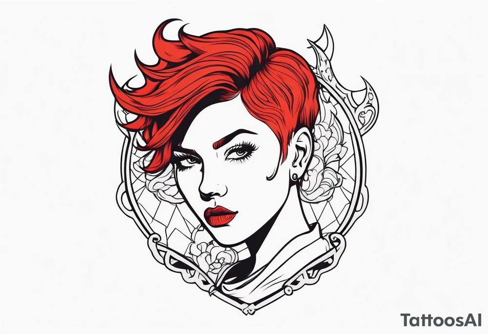 A red-haired girl with a short haircut is a demon tattoo idea
