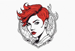A red-haired girl with a short haircut is a demon tattoo idea