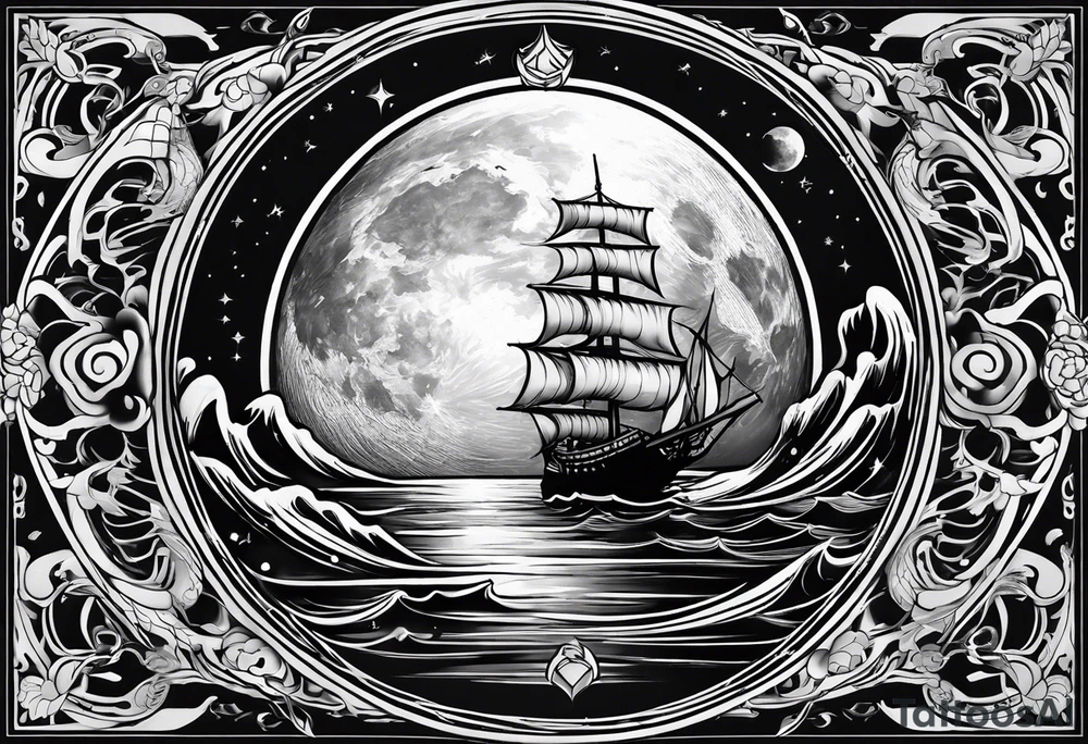Pisces in a full moon tattoo idea