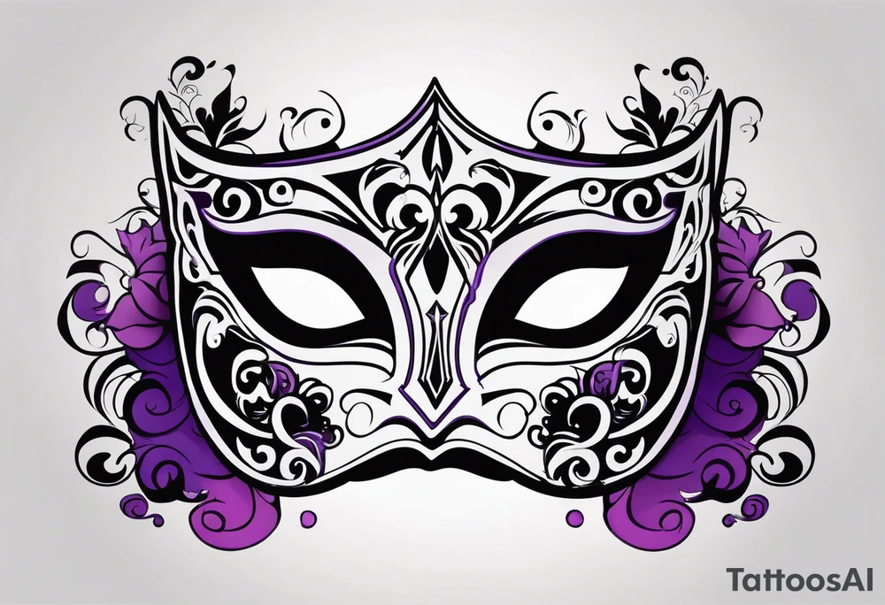 Unhappy Masquerade mask that is purple and black  with smoke tattoo idea